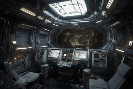 机舱驾驶室航天器狭窄的内部设计图片