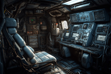 机舱驾驶室航天器的内部视角设计图片