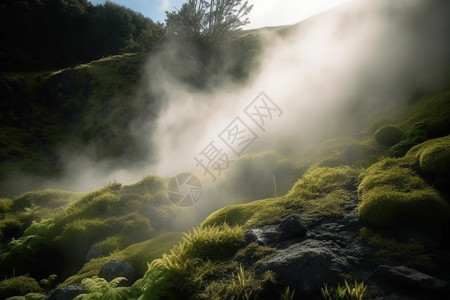 升腾热带绿色植被背景