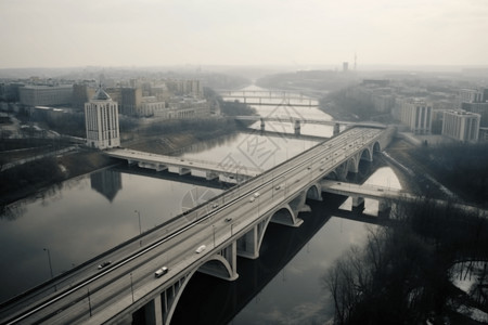 空中的城市拱桥背景图片