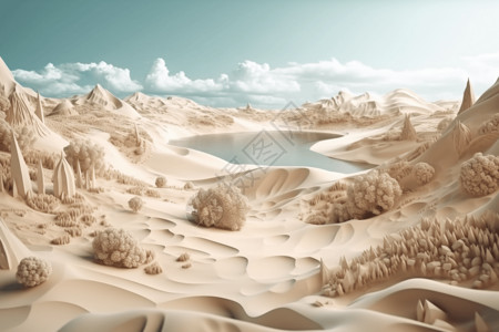 海滩的3D粘土背景图片