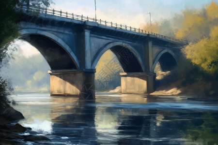 桥梁的绘画图片