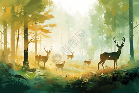 树林里的鹿背景图片
