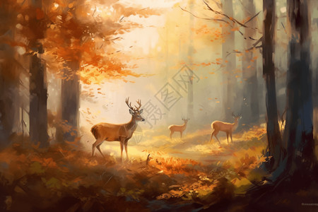 森林野生鹿背景图片