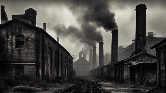 烟雾火车素材工业工厂污染排放背景
