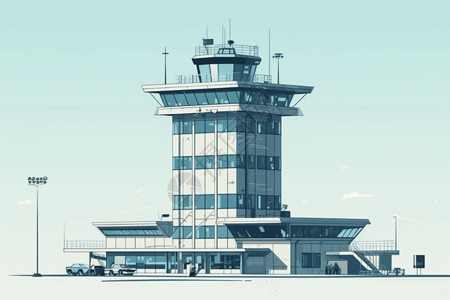 大连新机场建造一座新的控制塔插画