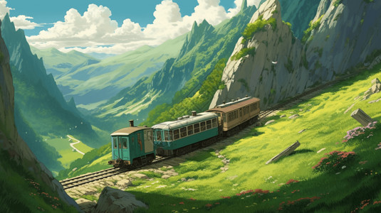 山间的火车图片