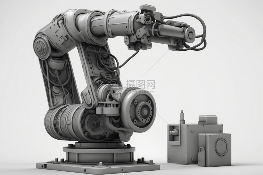 白色背景上的3d机械臂图片