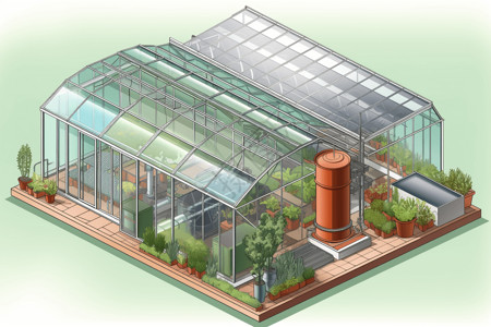 大棚灌溉温室植物种植插画