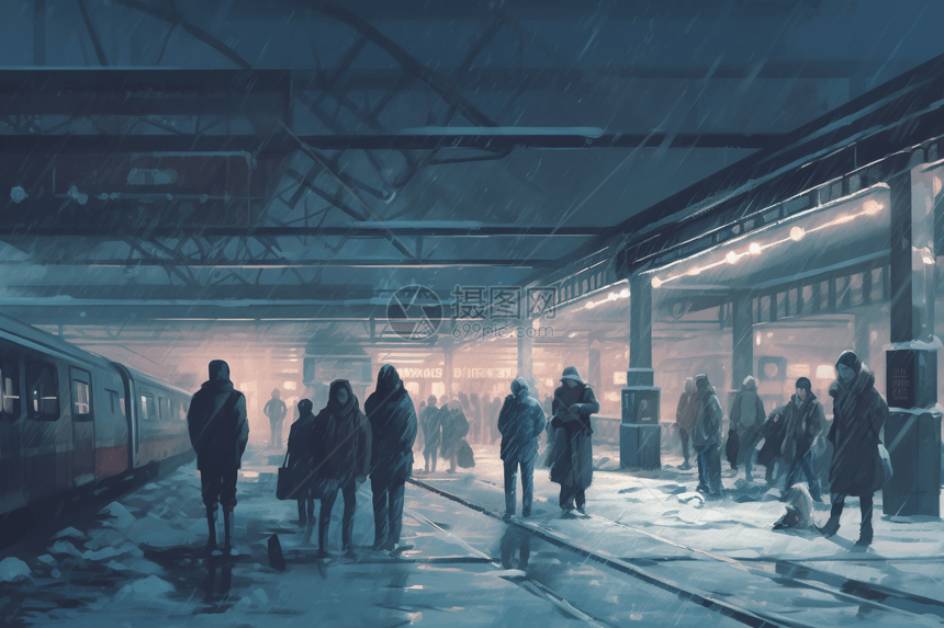 冬季的火车站图片