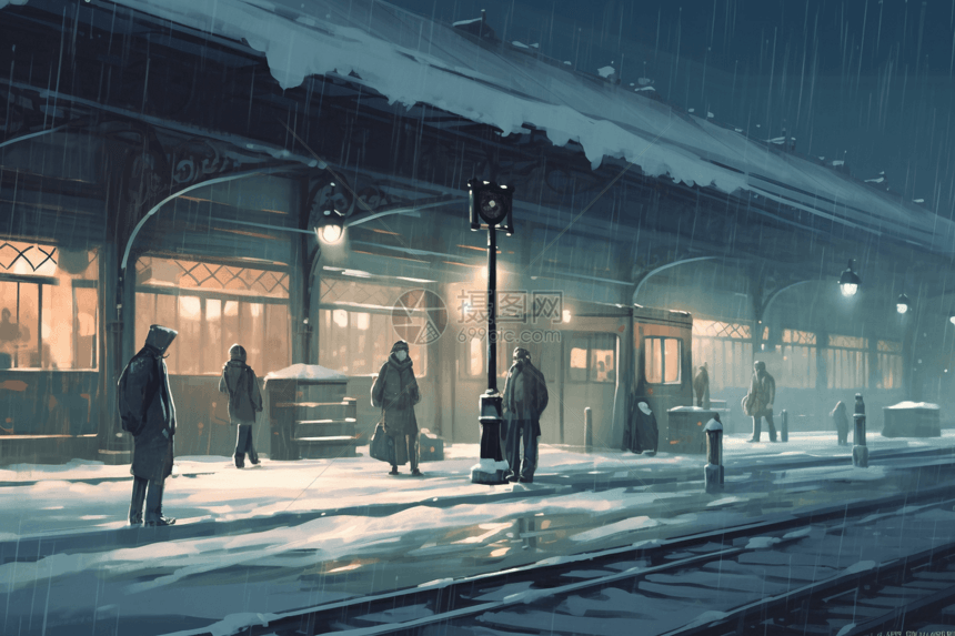 冬季的车站图片