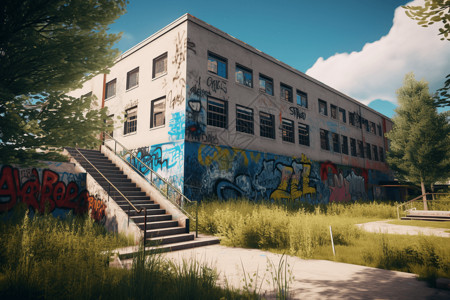废弃的教学楼背景图片