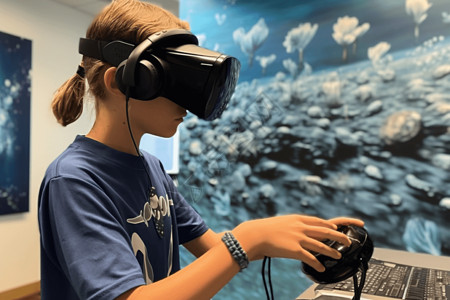视觉体验通过VR了解海洋生物背景