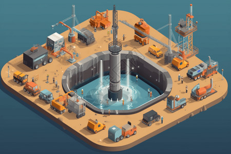 市政供水城市能源模型插画