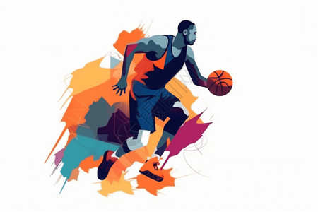篮球运动员运球背景图片