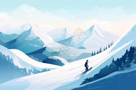 极限户外户外滑雪运动插画