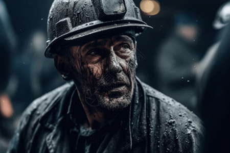 戴安全帽的煤矿工人图片