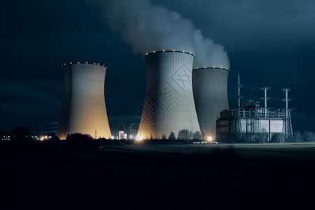 黑暗中的核电站图片