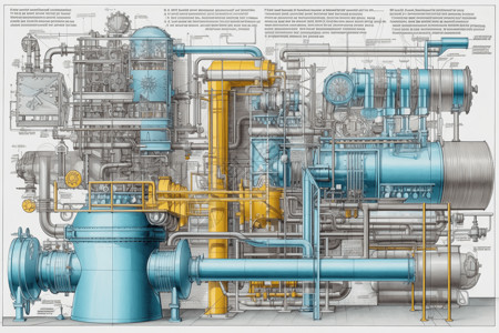 发电厂的组件和机械背景图片