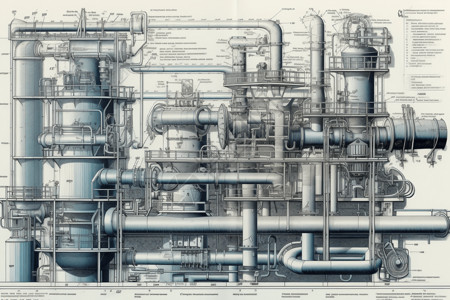 机械组装发电厂插画