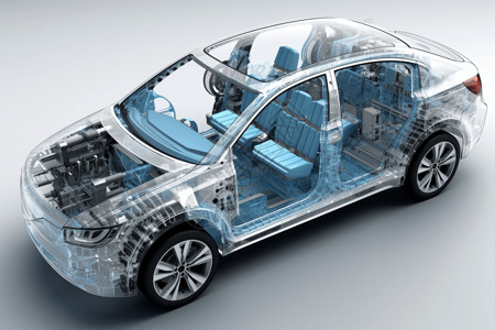 技术工程崭新的氢燃料汽车插画