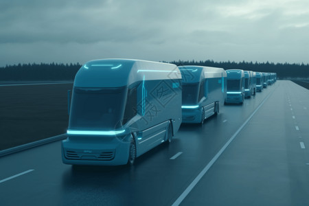 公路线条动力卡车在高速公路插画