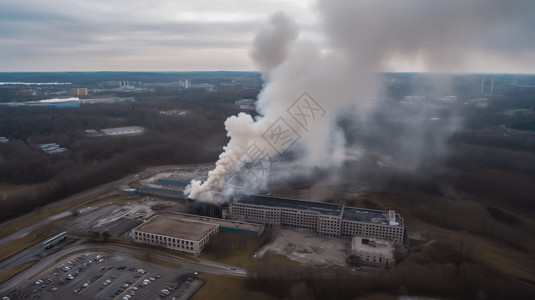 烟雾从工厂烟囱冒出图片