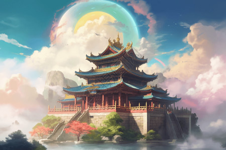中国的宫殿背景图片
