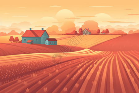 农场和红色谷仓图片
