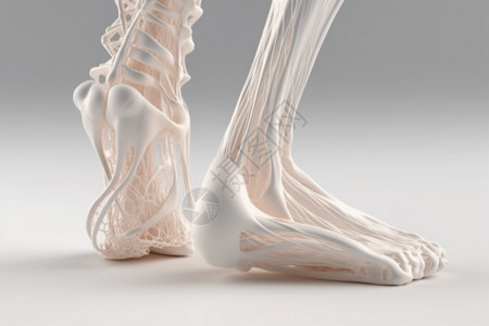 骨骼模型脚踝肌腱插画