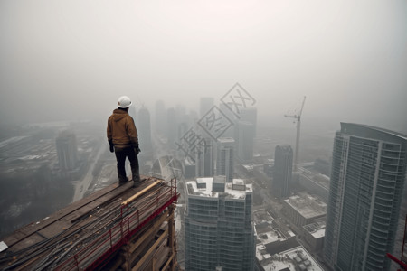 高空中的建筑工人高清图片