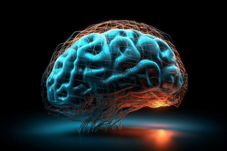 蓝色科技大脑未来的大脑插画