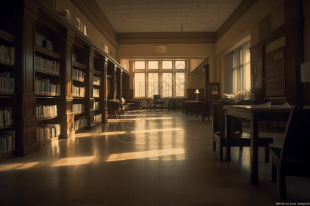 宽敞的图书馆背景图片