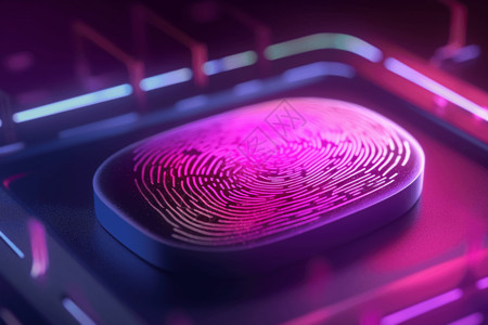 紫色科技感指纹现代指纹扫描仪插画