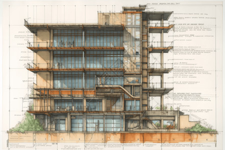 设计感的建筑图纸背景图片