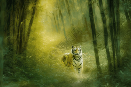 竹林中的老虎图片