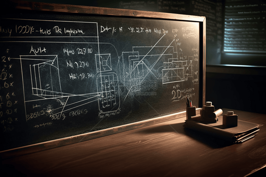 一个写满方程式的黑板图片