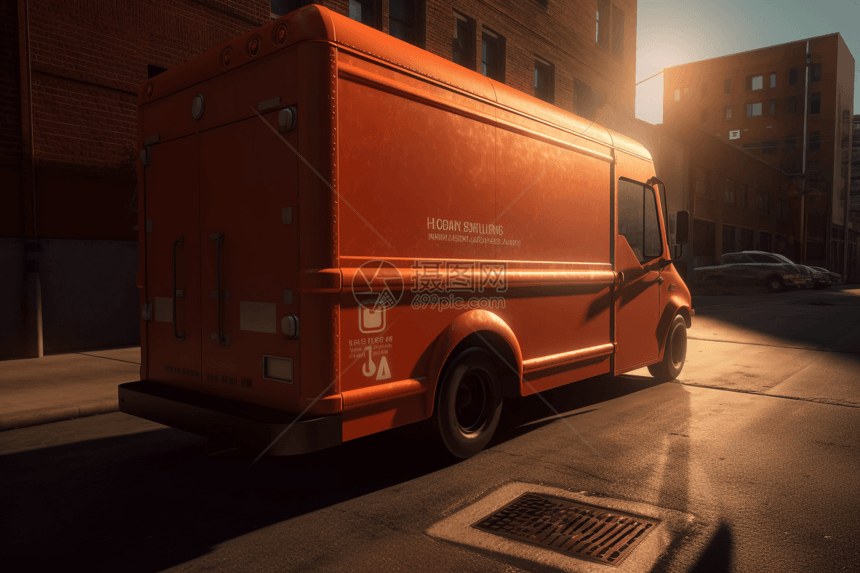 橙色电动货车图片