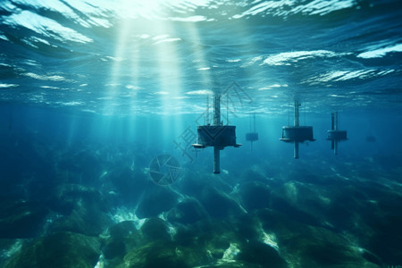 水能海底下的发电机械设计图片