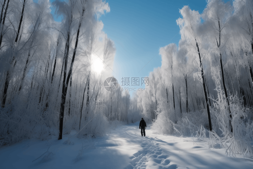 白雪覆盖的森林图片