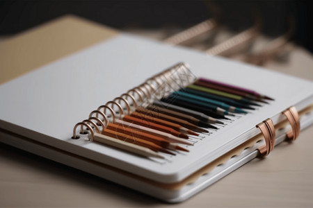 一排铅笔一排彩色铅笔背景