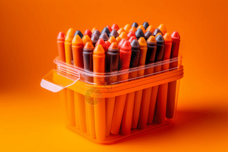 塑料盒中的彩色彩笔图片