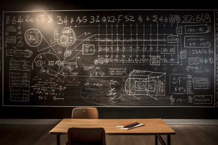 大学教室黑板写满方程式高清图片