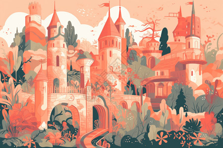彩色的城堡背景图片