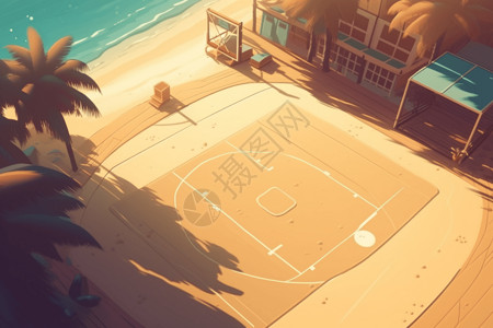 空旷的篮球场背景图片