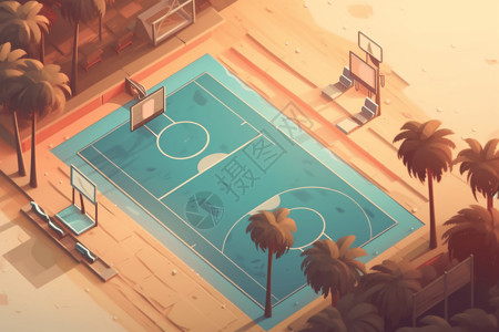 阳光下的篮球场背景图片