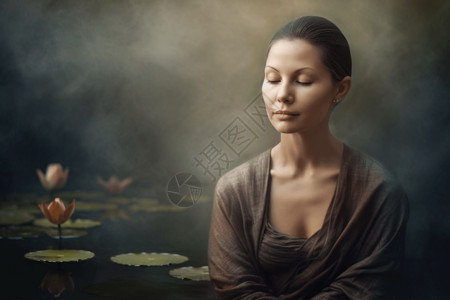 平静的女人肖像平静的高清图片