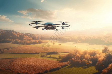 天上飞行的无人机背景图片