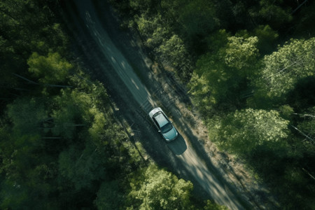 在森林里路汽车在森林中行驶插画