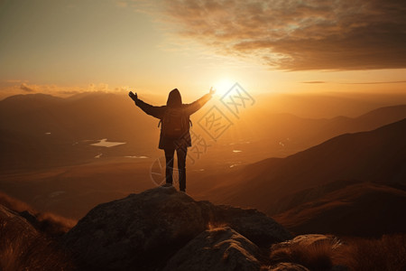 站在山顶背景图片